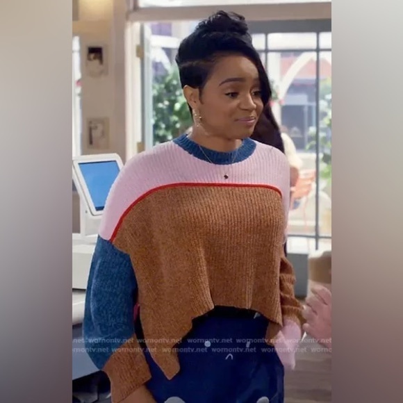 Urban Outfitters Chenille Color Block Side Slit Cropped Sweater - Picture 5 of 7